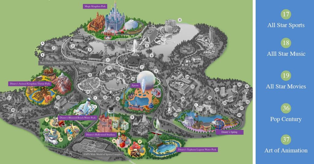 Hoteles económicos Disney World - mapa